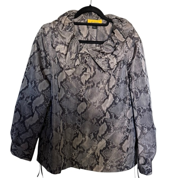 St. John Lightweight Snake Print Double Ruffle Collar Jacket - Picture 6 of 6